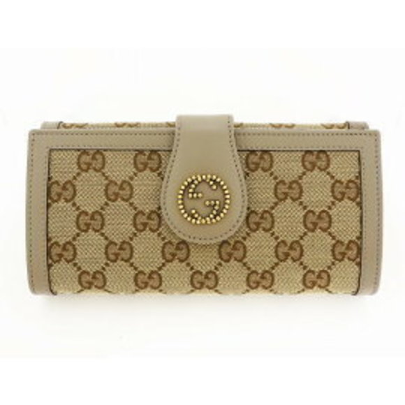 Gucci Scarlet Long Wallet Beige Gray - Picture 1 of 3